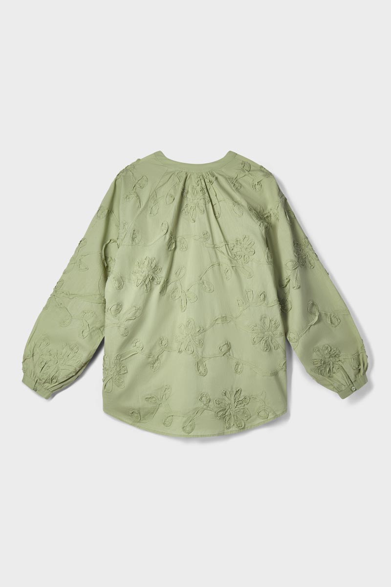 Avari Embroidered Sage Top