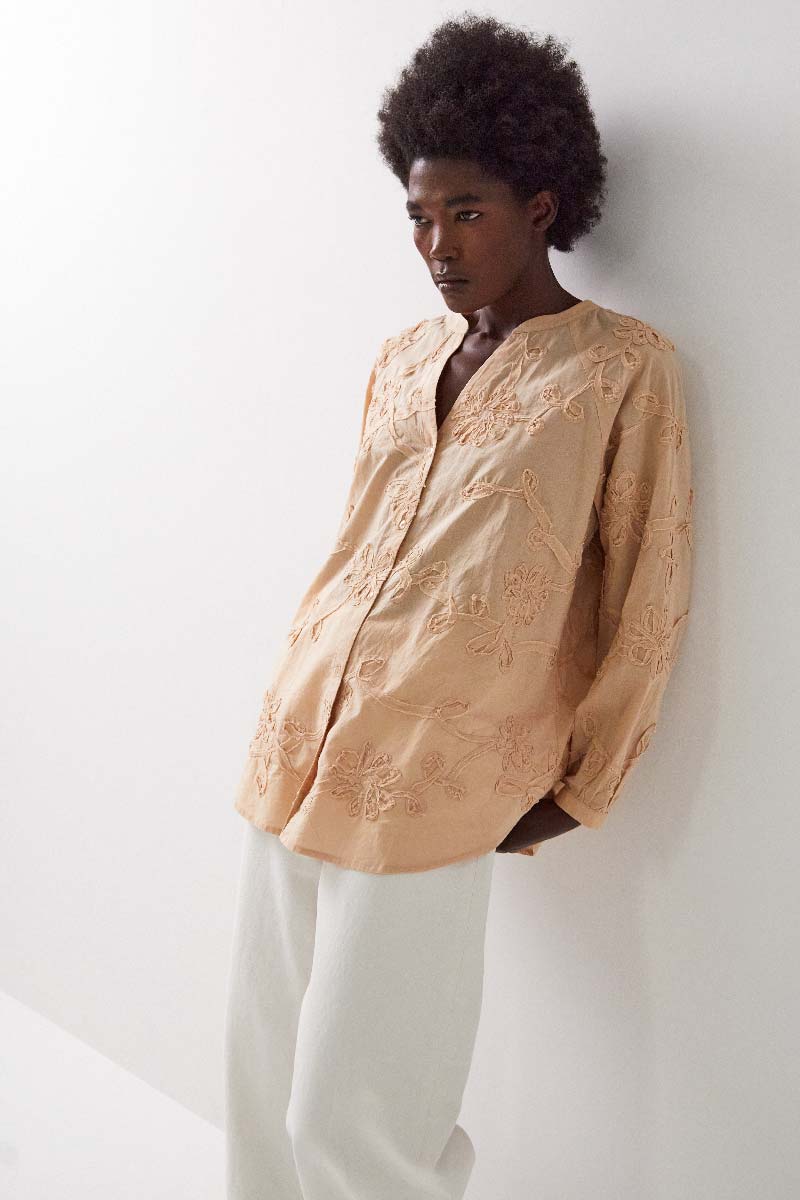 Avari Embroidered Caramel Top