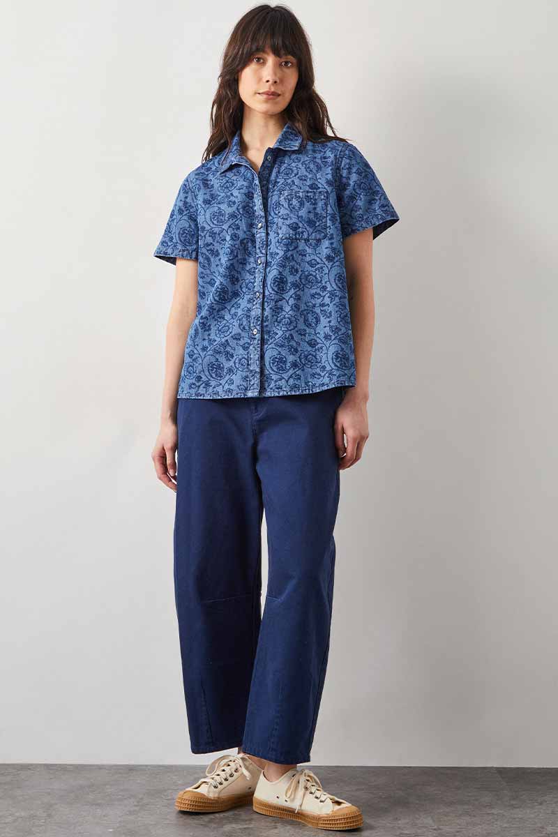 Domi Blue Printed Denim Shirt
