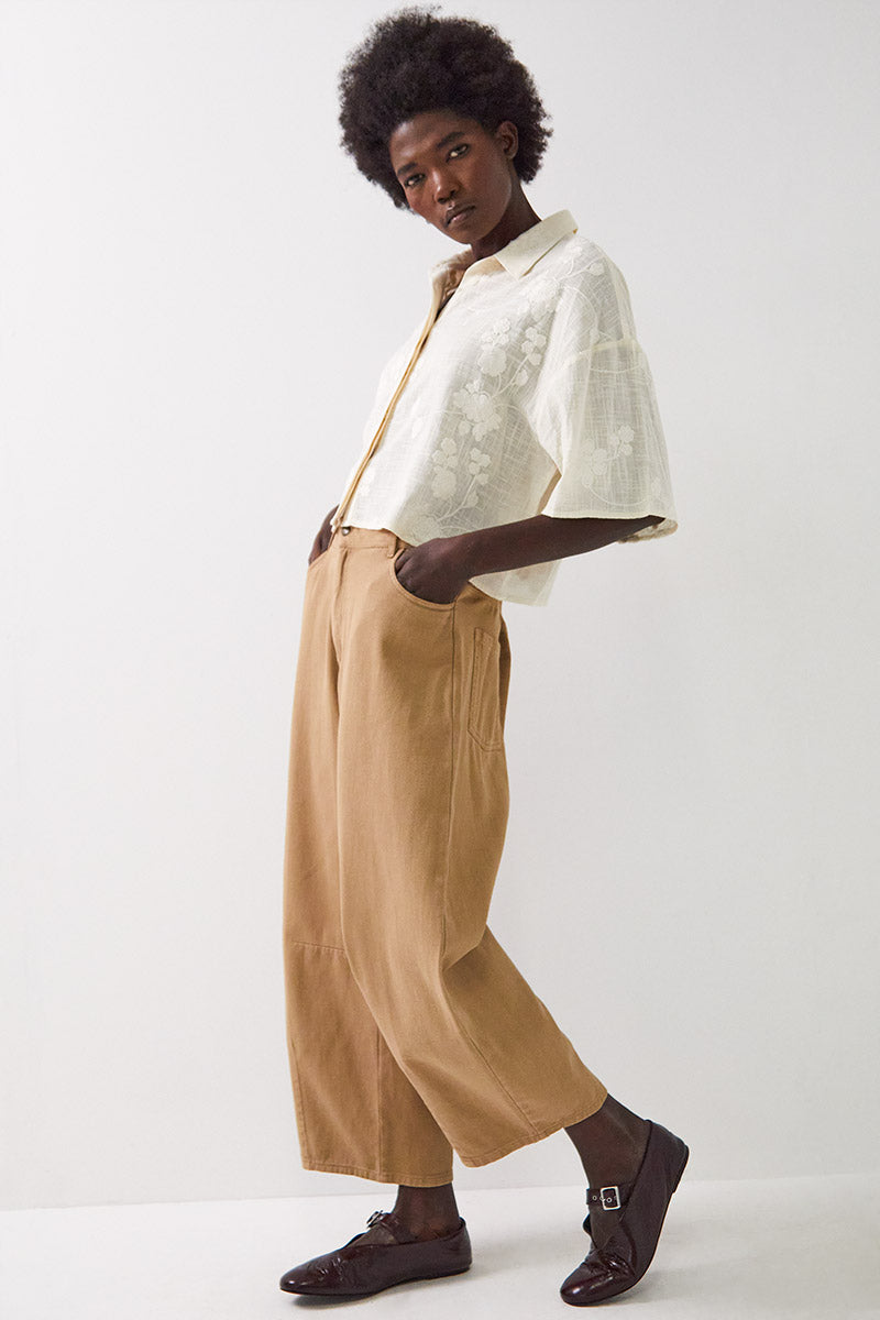 Elodie Cotton Twill Trousers Tan