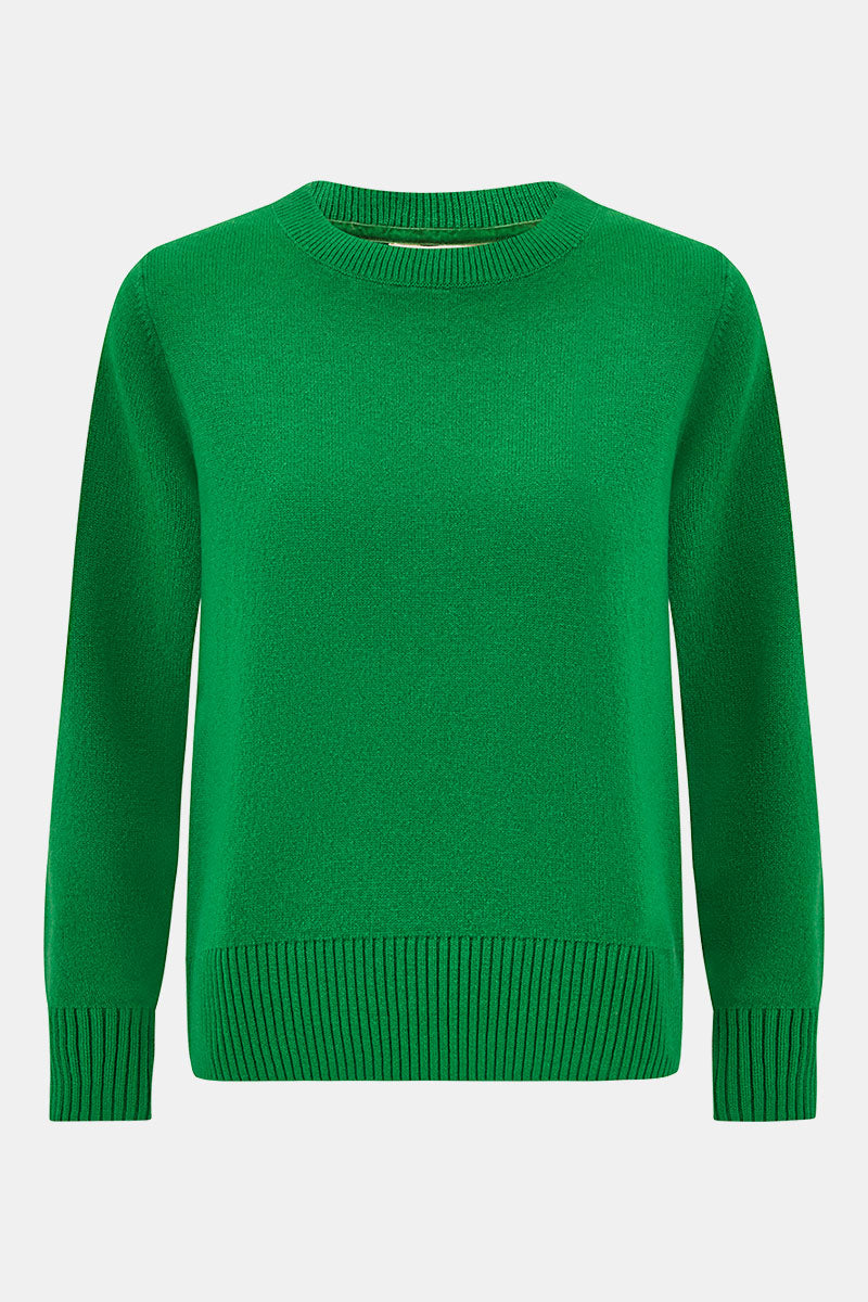 Front shot of EAST Marrin Green Crew Neck Cashmere Jumper