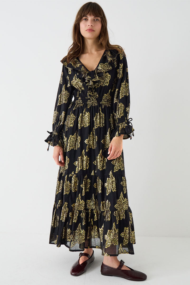 Gwen Gold Jacquard Dress