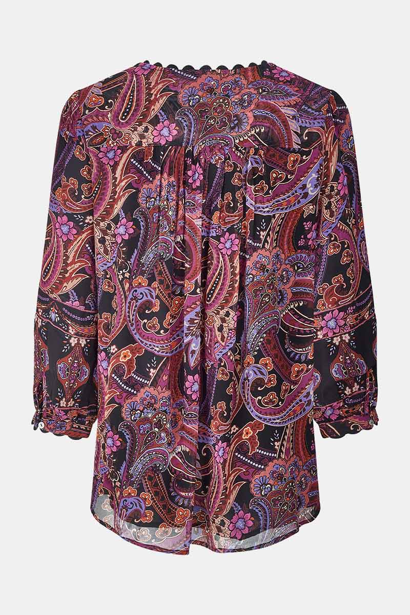 Back shot East Heritage Aubrie paisley berry printed top