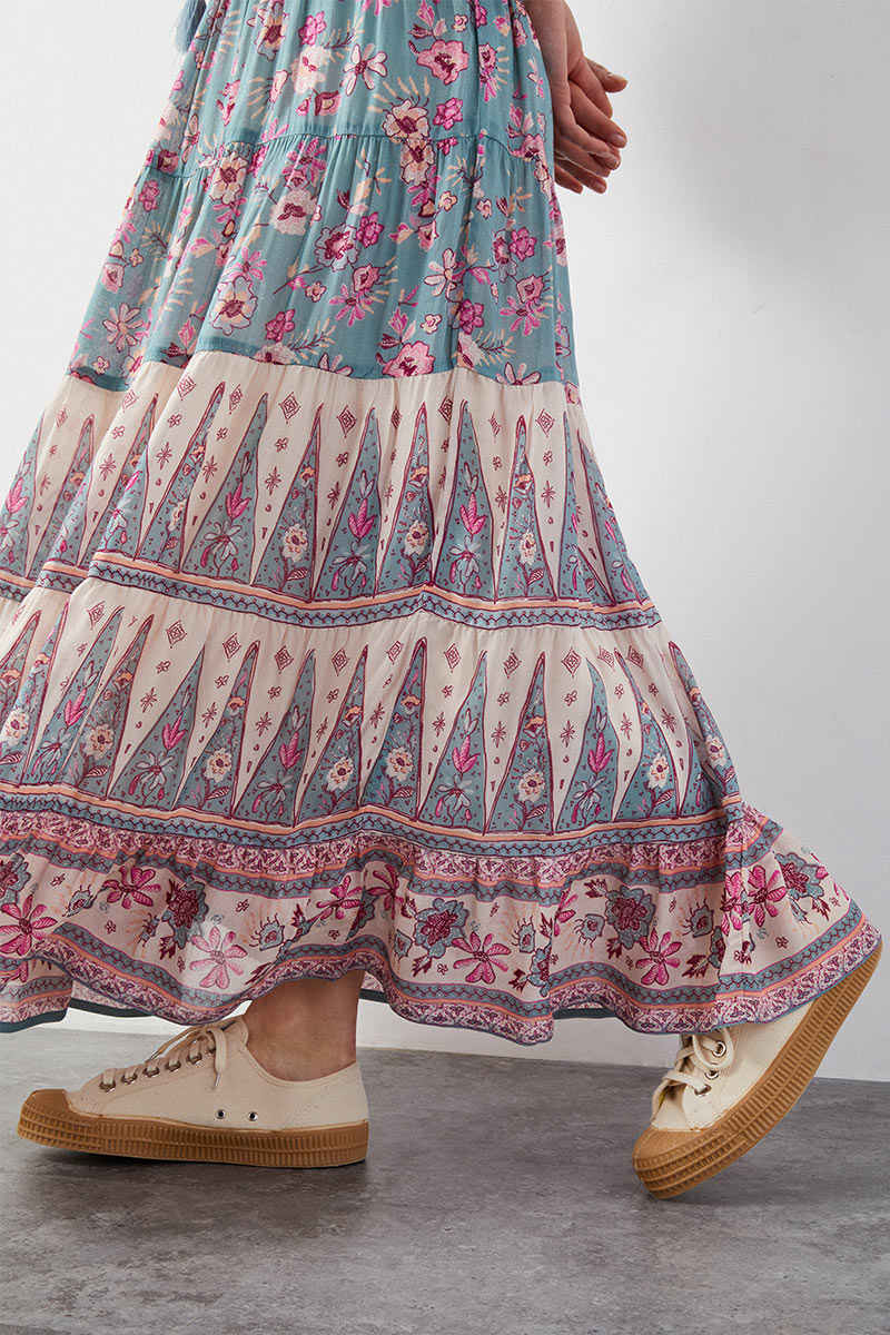 Clementine Floral Blue Skirt