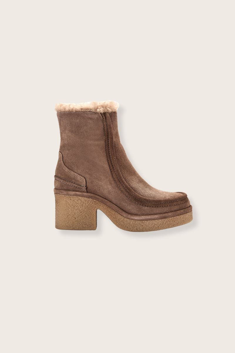 Bambie Cinnamon Suede Shearling Fur Lined Boots