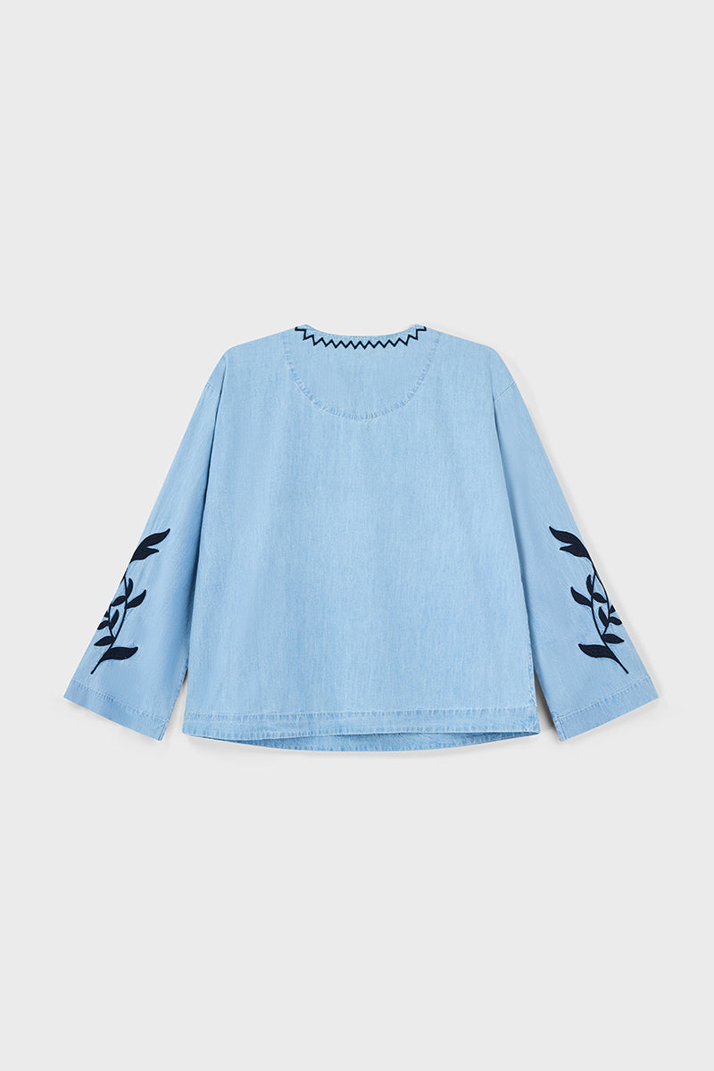 Andie Embroidered Denim Top