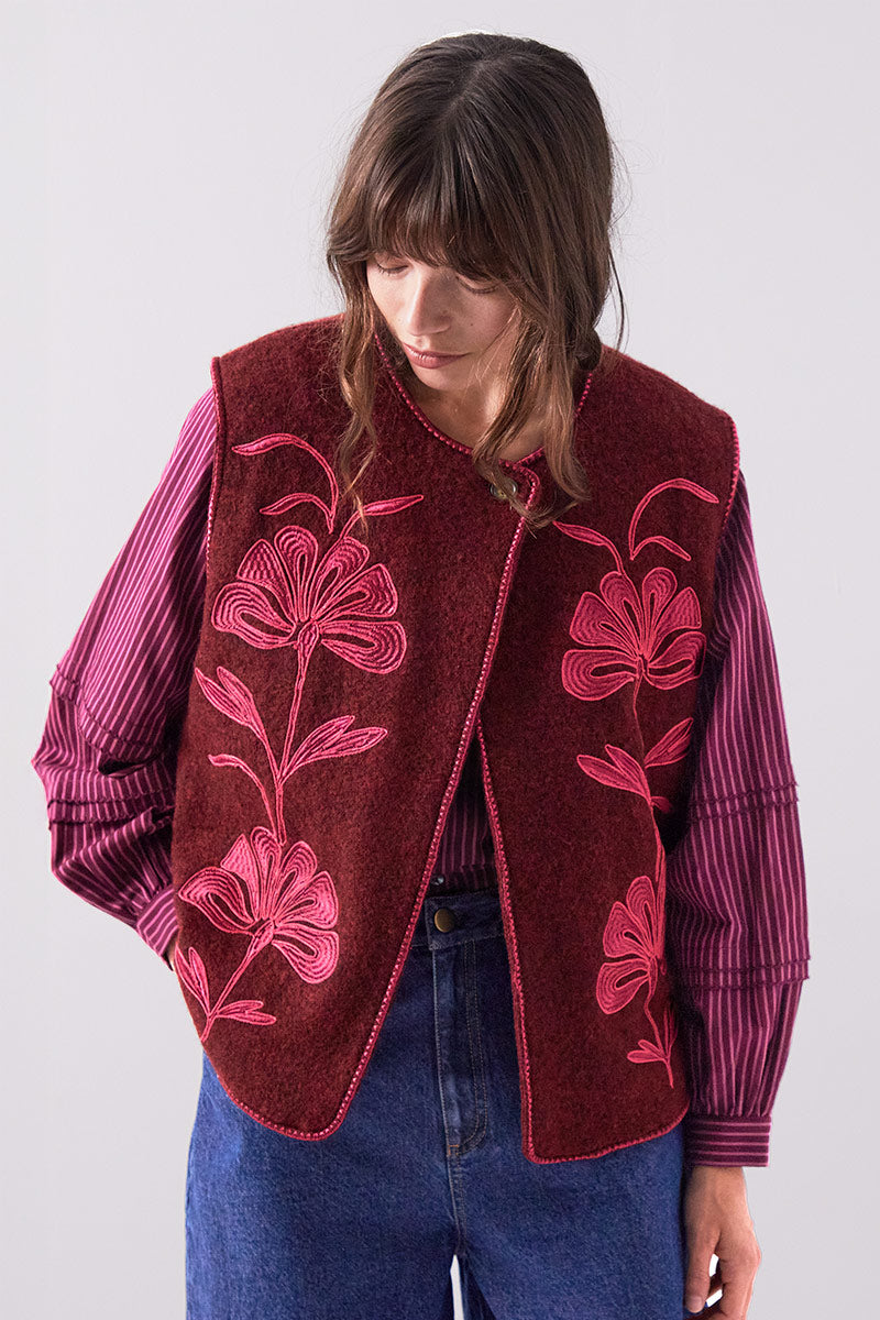 Astrid Wool Embroidered Gilet