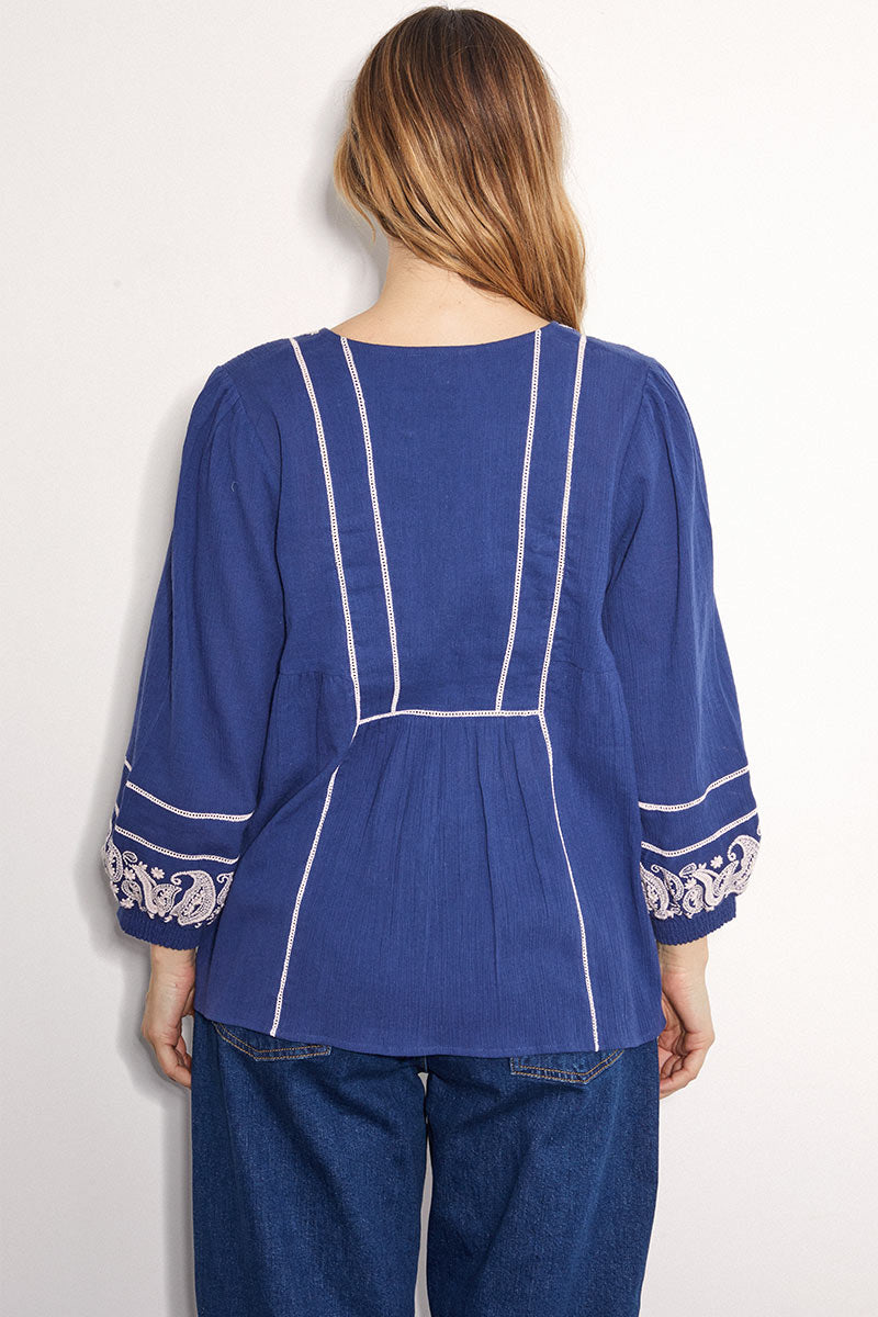 Circe Paisley Embroidered Top