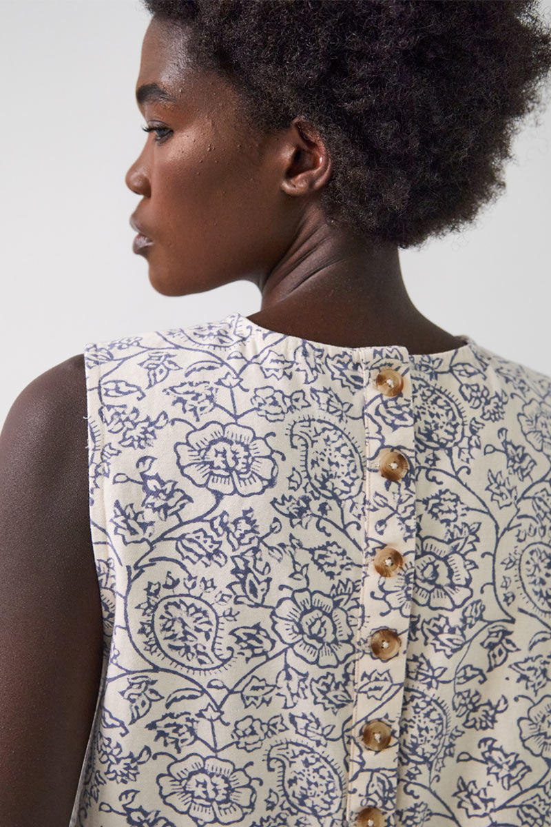 Domi Ivory Denim Sleeveless Shirt