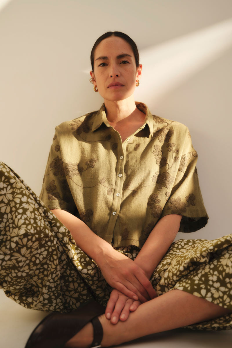 Hecate Khaki Embroidered Shirt
