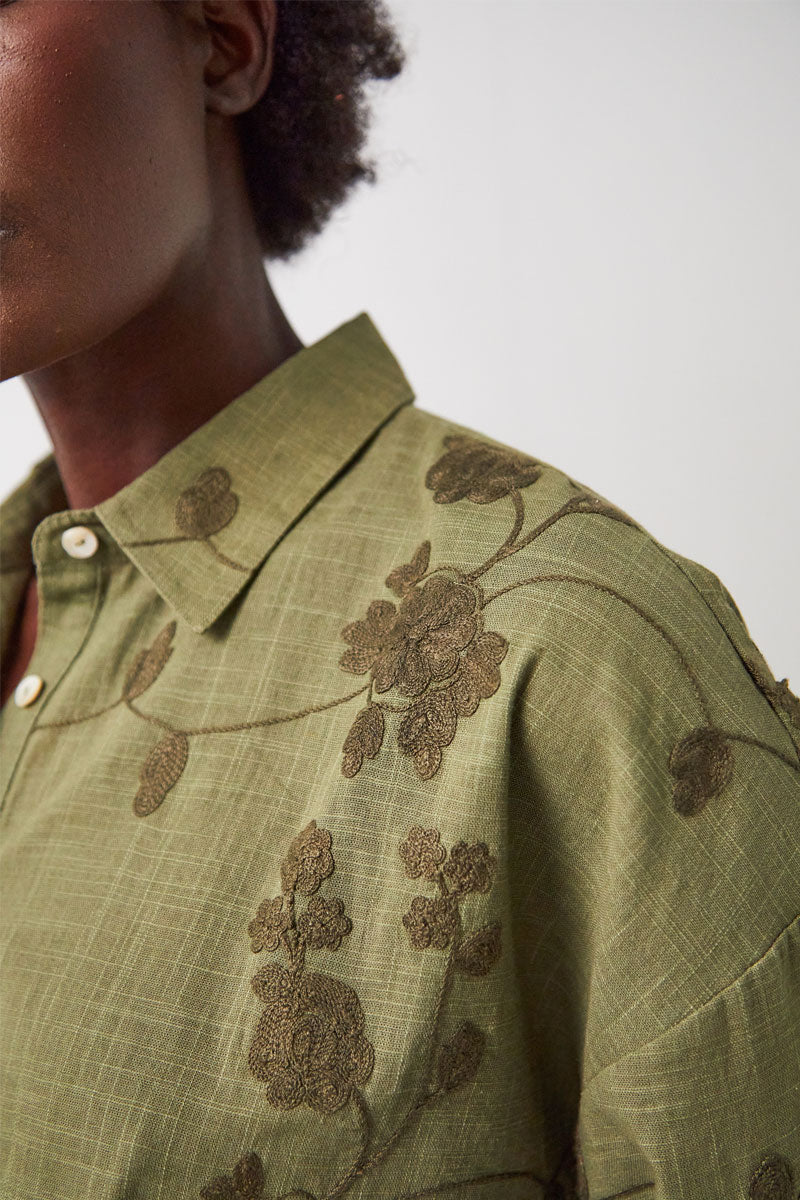 Hecate Khaki Embroidered Shirt