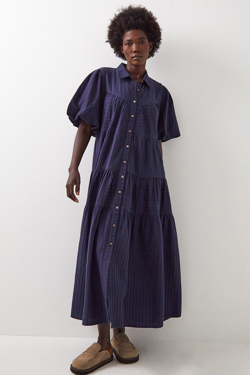 Lexa Navy Cotton Shirt Dress