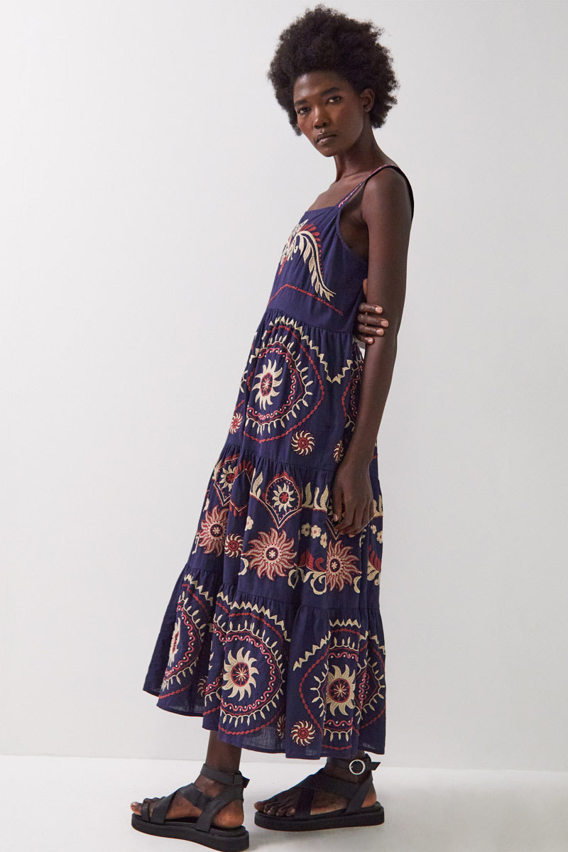 Myrine Embroidered Cotton Midi Dress