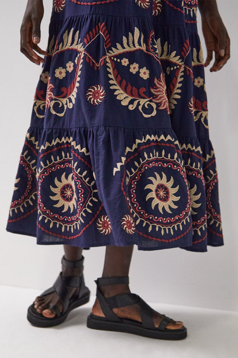 Myrine Embroidered Cotton Midi Dress