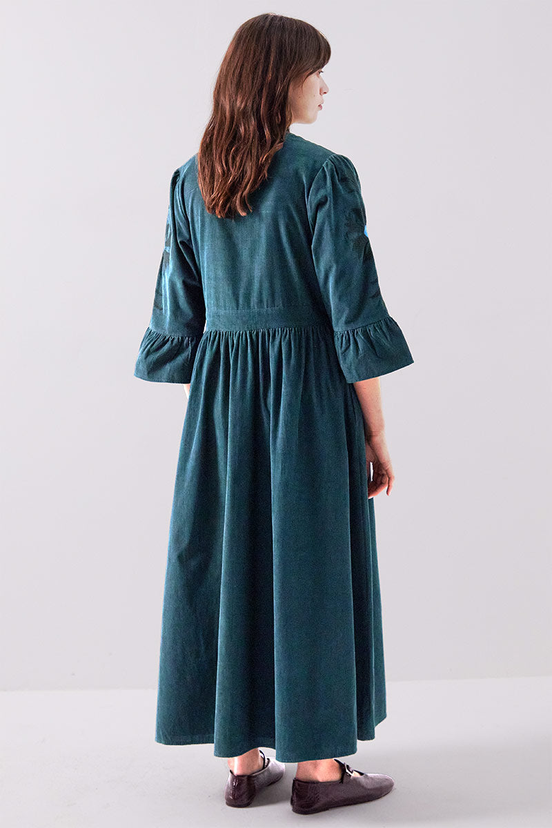 Odelia Embroidered Corduroy Dress
