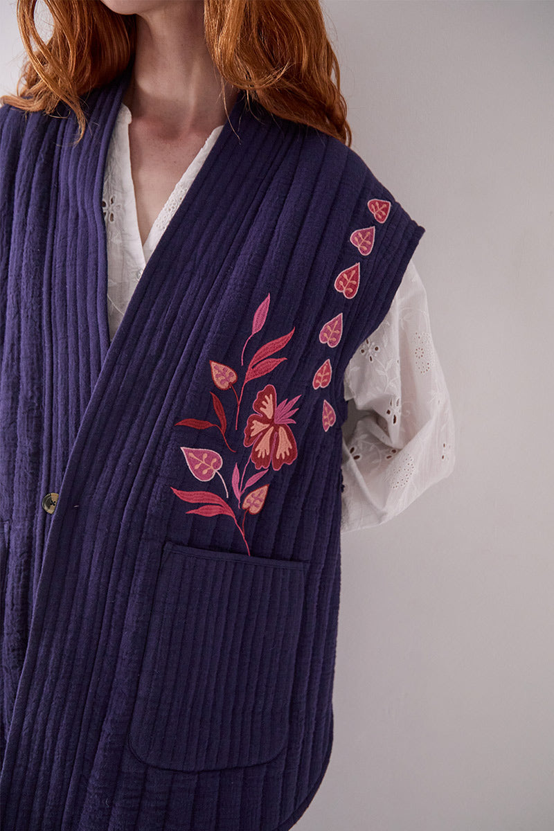 Rayna Embroidered Quilted Gilet
