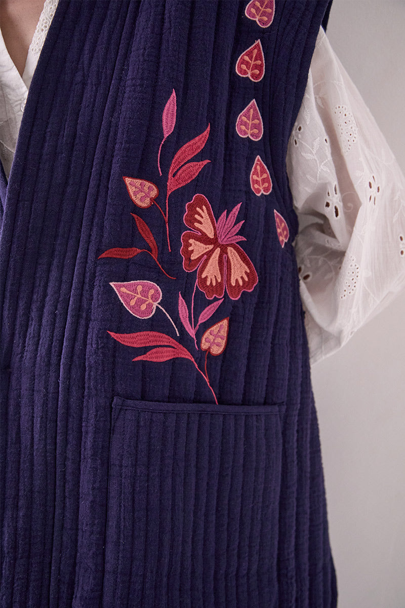 Rayna Embroidered Quilted Gilet