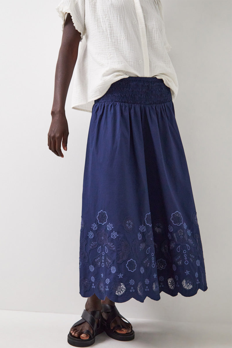 Samira Embroidered Cotton Poplin Skirt