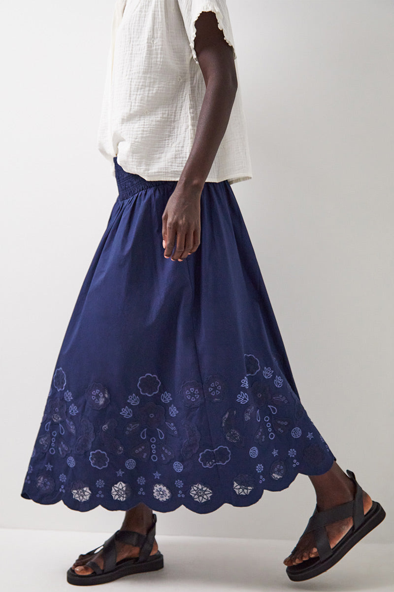 Samira Embroidered Cotton Poplin Skirt