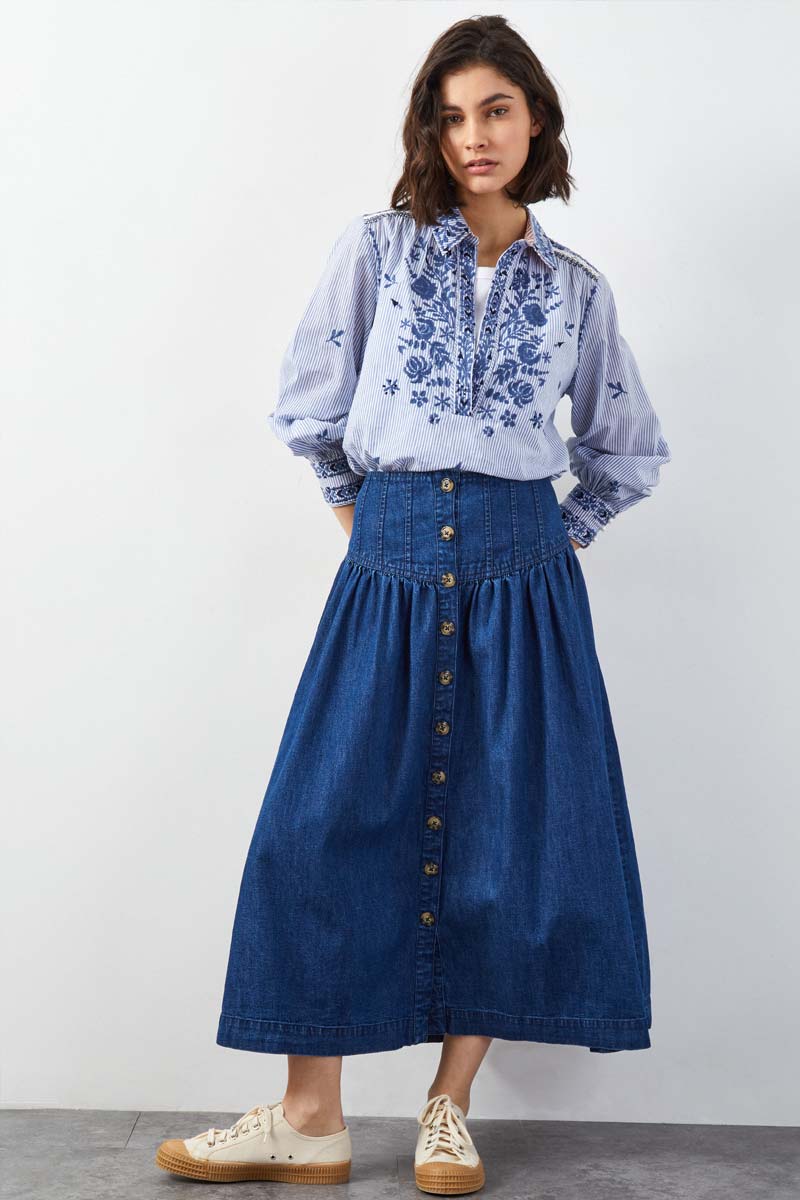 Avalin Button Denim Skirt