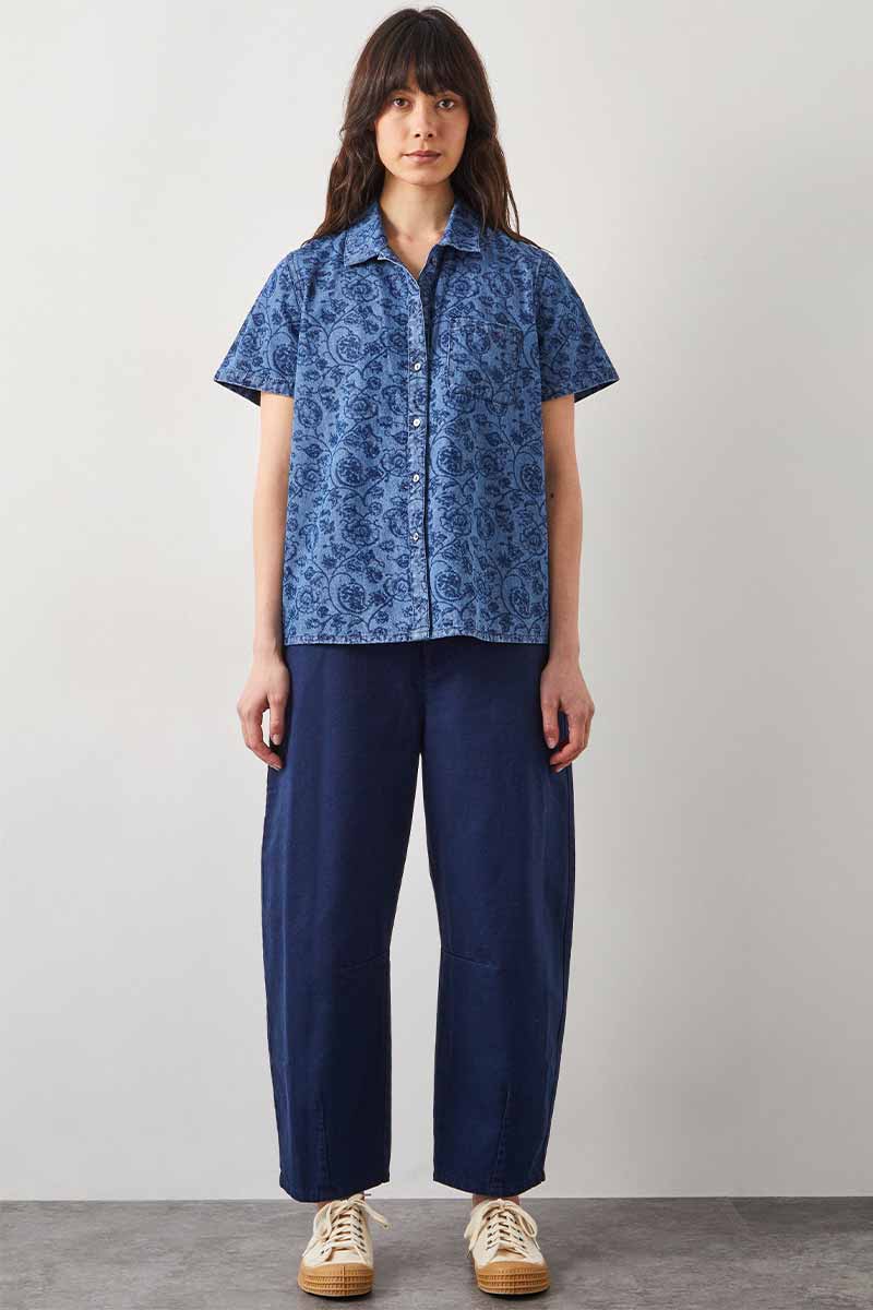 Domi Blue Printed Denim Shirt