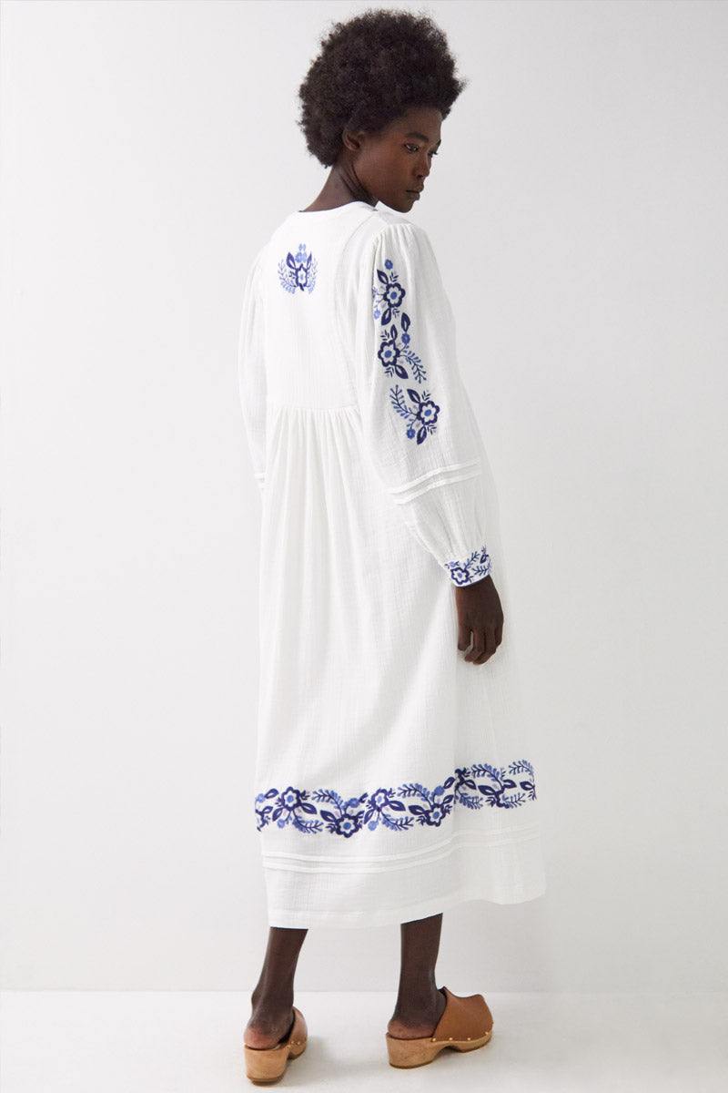 Tamara Embroidered Cotton Midi Dress