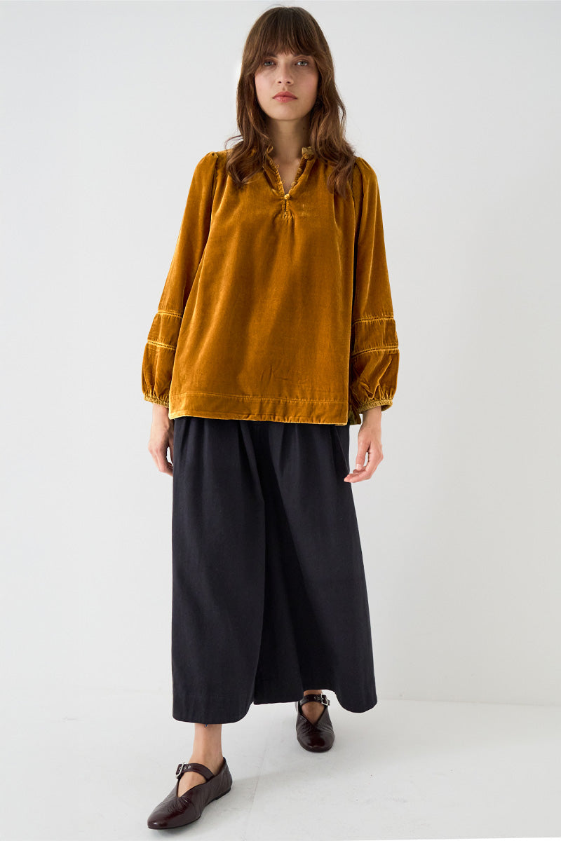 Coira Tan Velvet Top