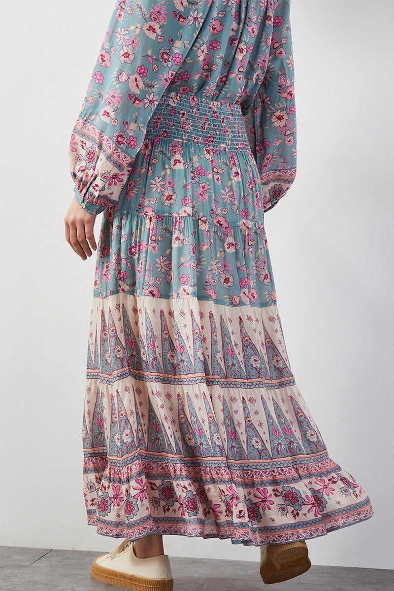 Clementine Floral Blue Skirt