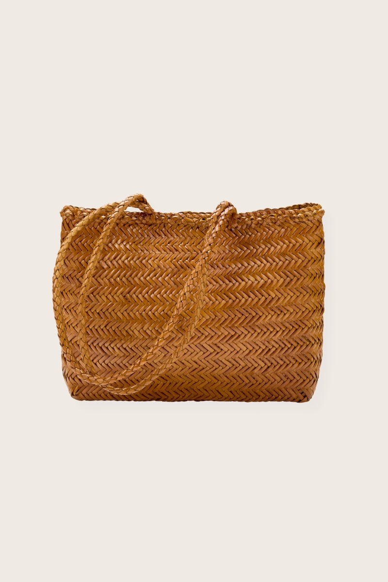 Ari Woven Leather Tote Bag Mustard