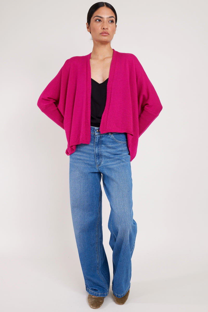 Eden Pink Merino Wool Wrap Cardigan