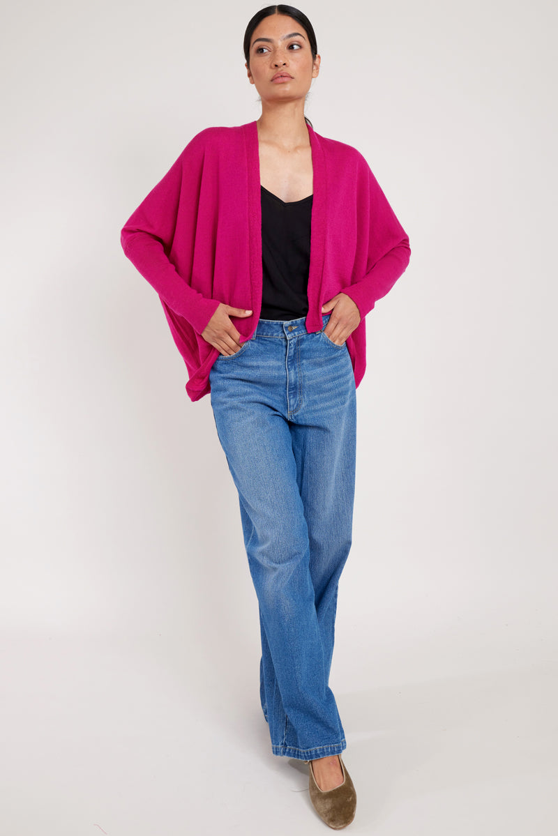 Eden Pink Merino Wool Wrap Cardigan