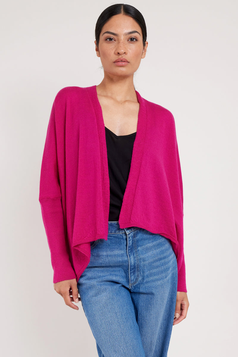 Eden Pink Merino Wool Wrap Cardigan