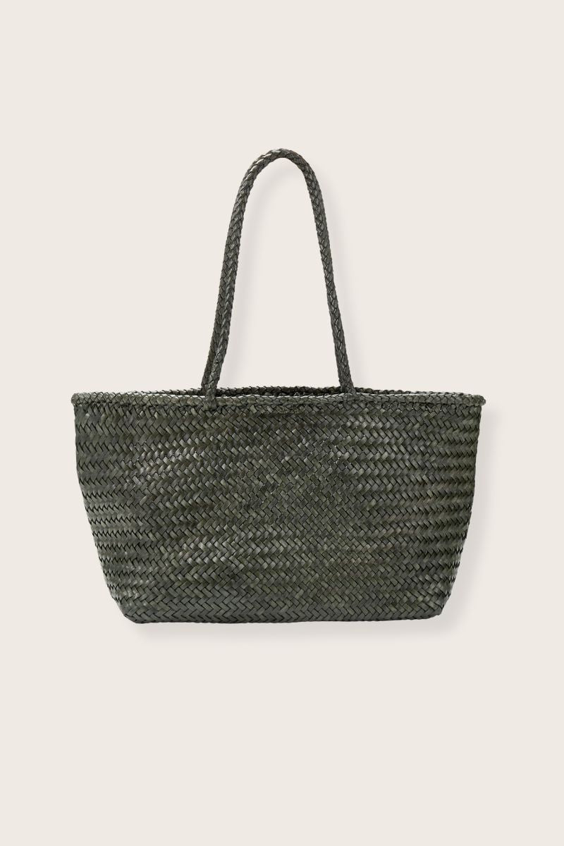 Amora Woven Leather Tote Bag Green