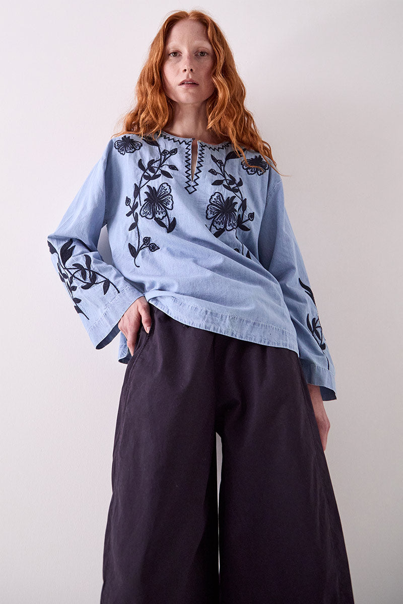 Andie Embroidered Denim Top