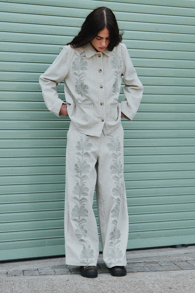 Astrid Cord Embroidered Trouser