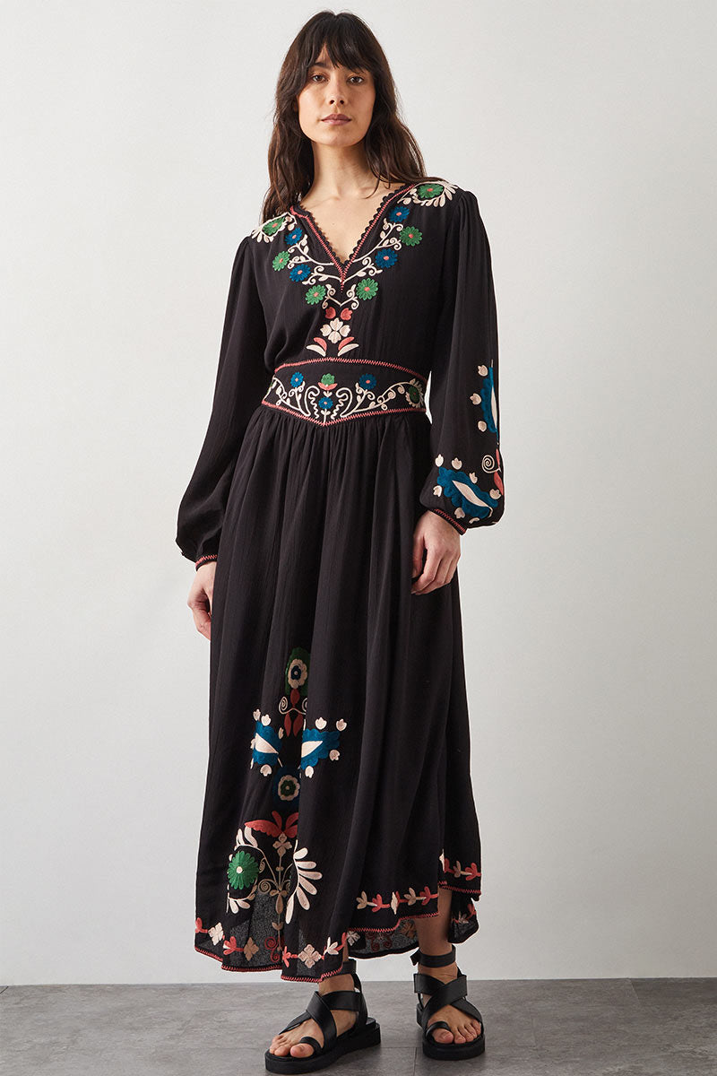 Aurina Floral Embroidered Dress