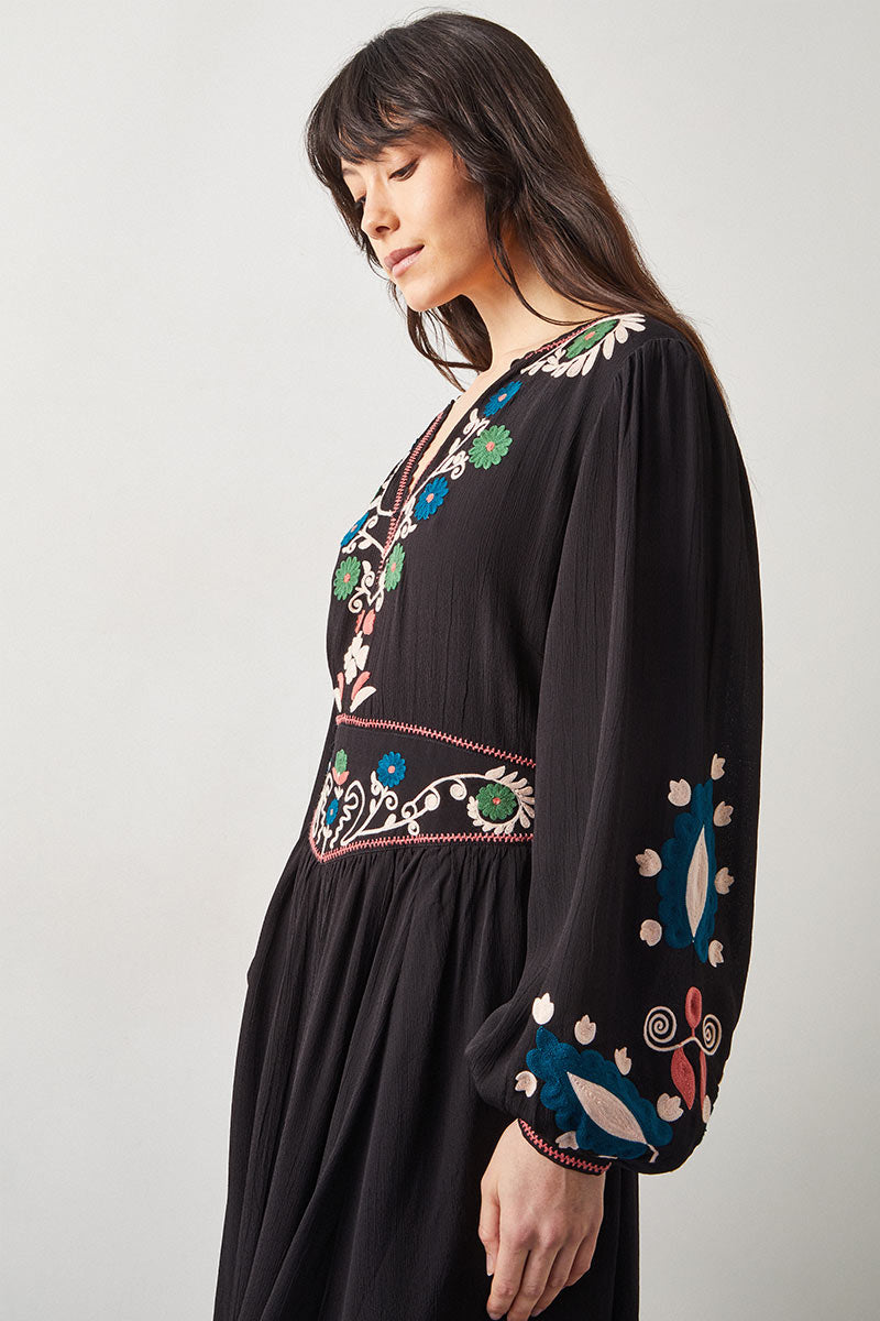 Aurina Floral Embroidered Dress