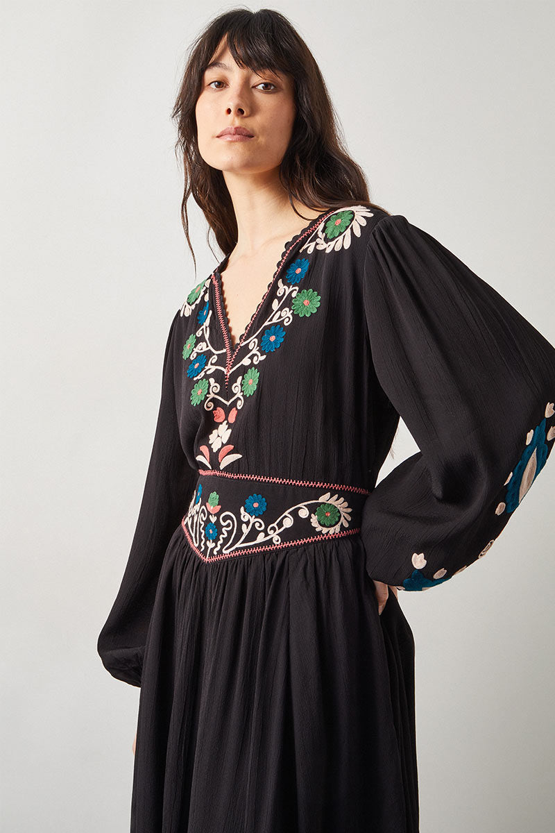 Aurina Floral Embroidered Dress