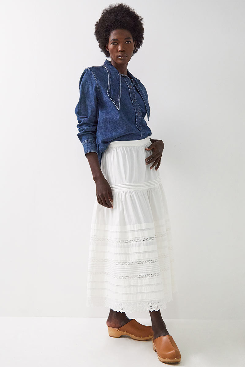 Betsy Cotton Poplin Midi Skirt