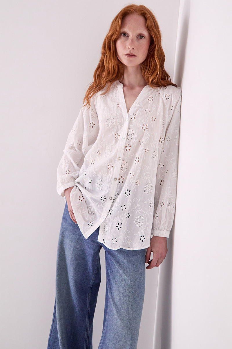 Bria Broderie Anglaise Cotton Blouse