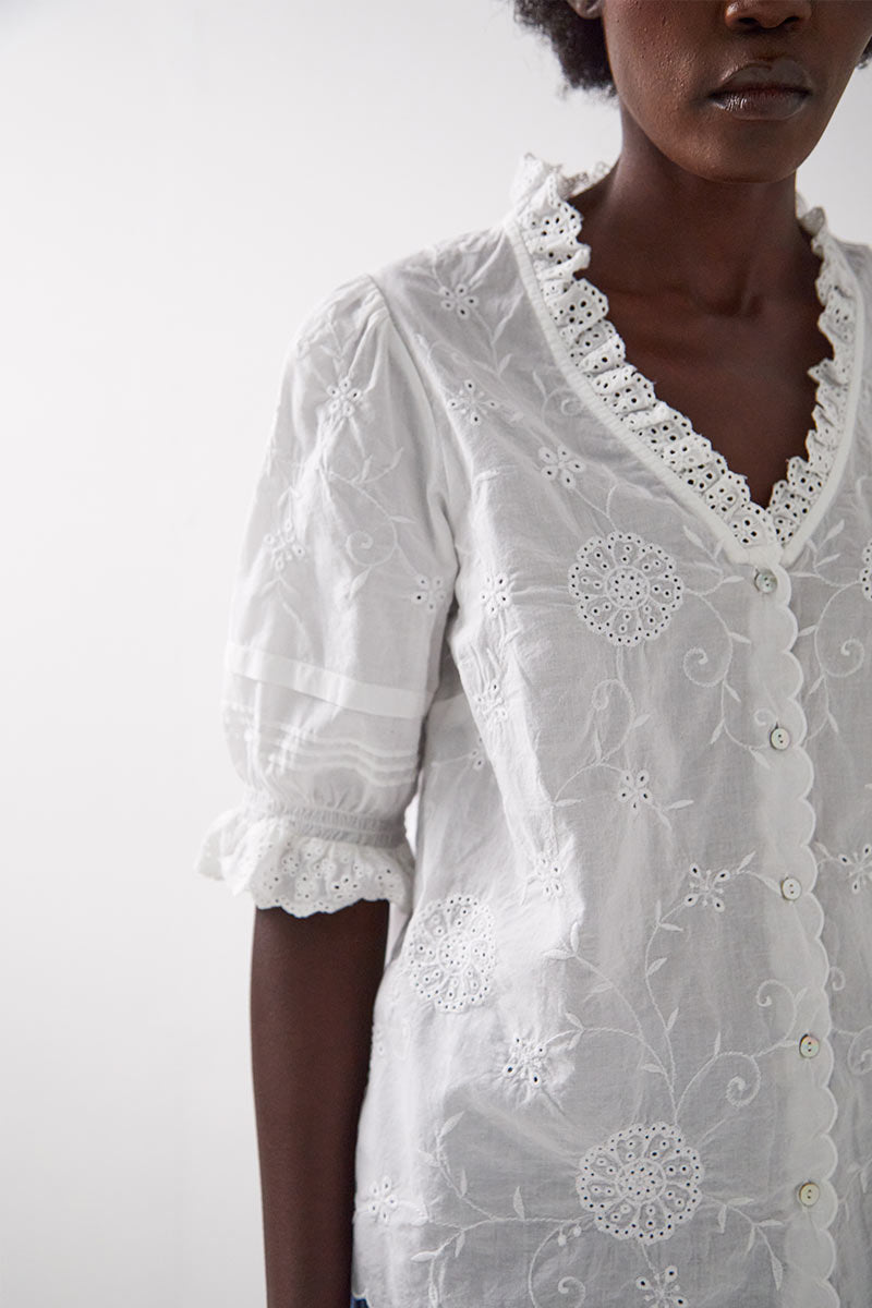 Bria Broderie Anglaise Cotton Top