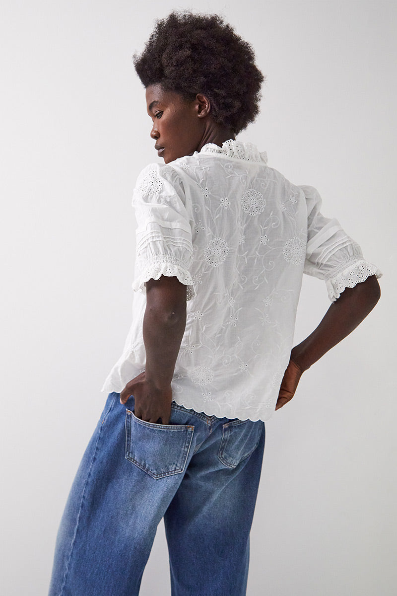 Bria Broderie Anglaise Cotton Top