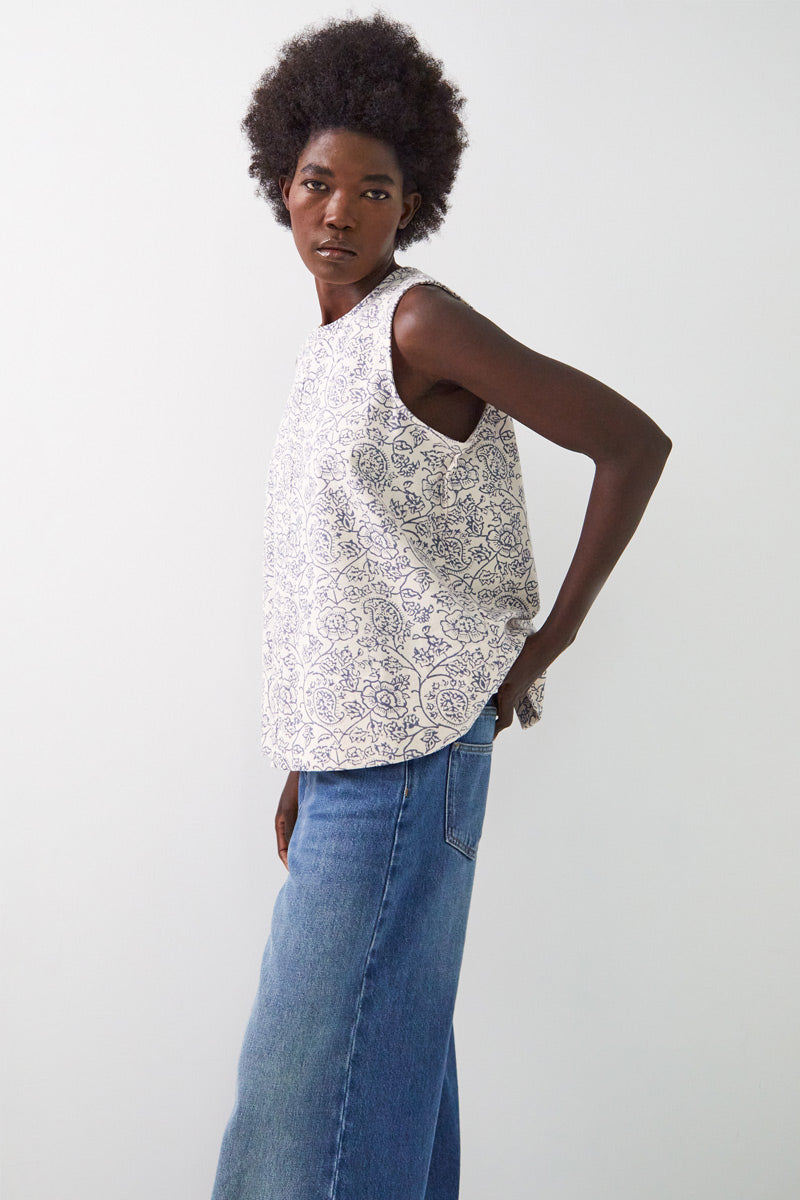 Domi Ivory Denim Sleeveless Shirt