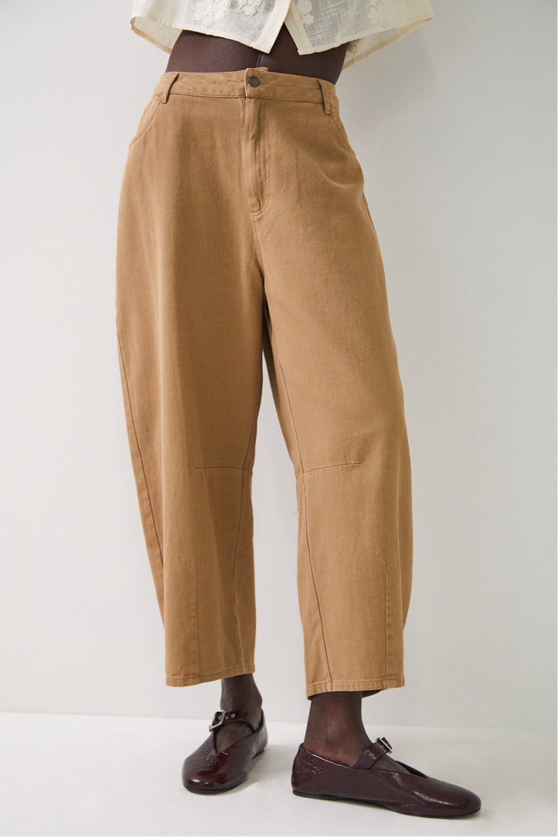Elodie Cotton Twill Trousers Tan