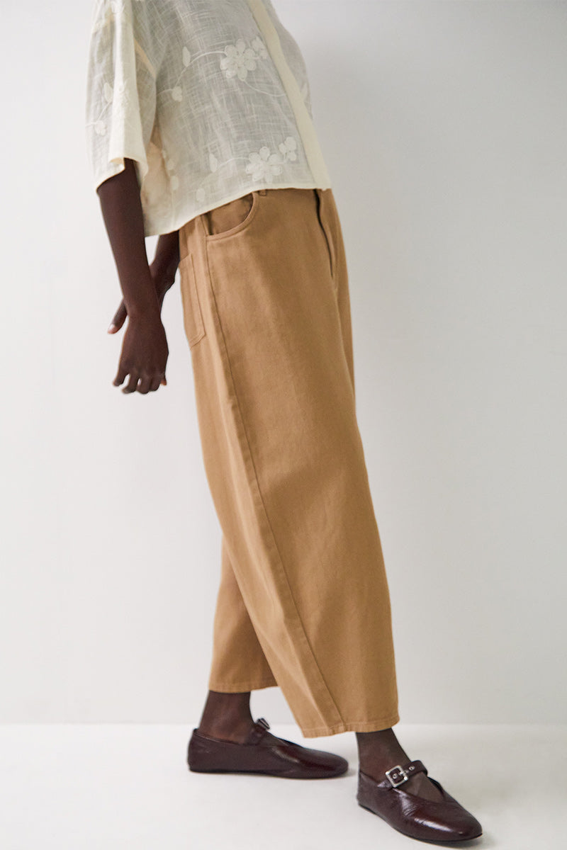 Elodie Cotton Twill Trousers Tan