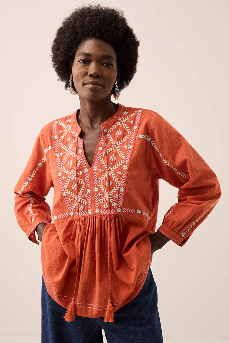 Enda Embroidered Cotton Top