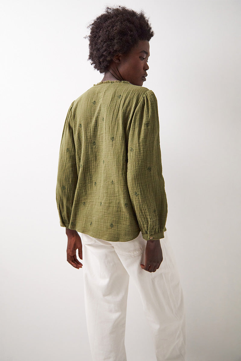 Evie Cotton Top Khaki