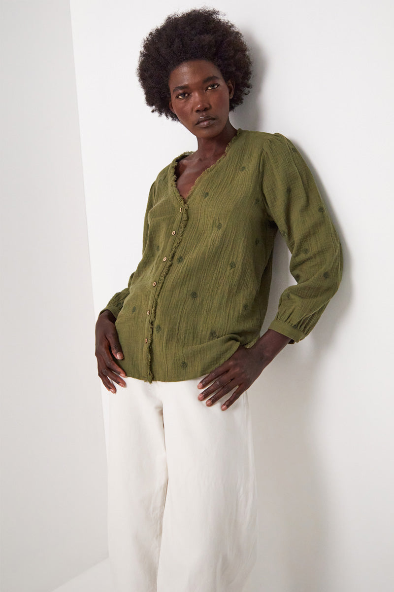 Evie Cotton Top Khaki