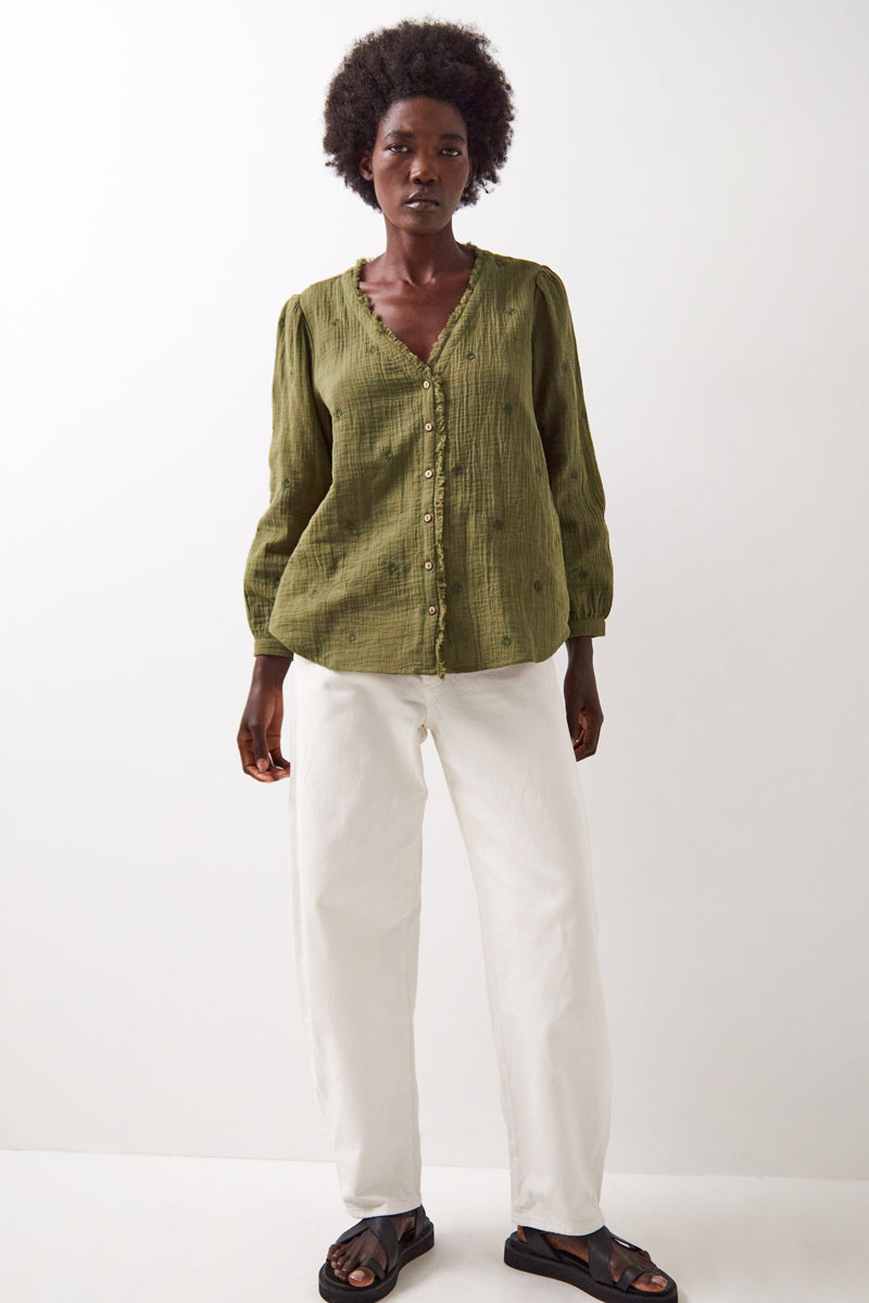Evie Cotton Top Khaki