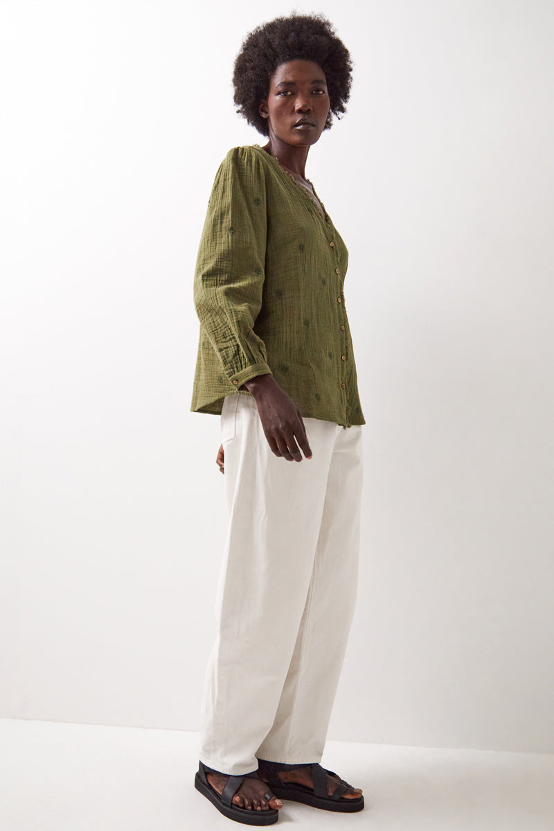 Evie Cotton Top Khaki